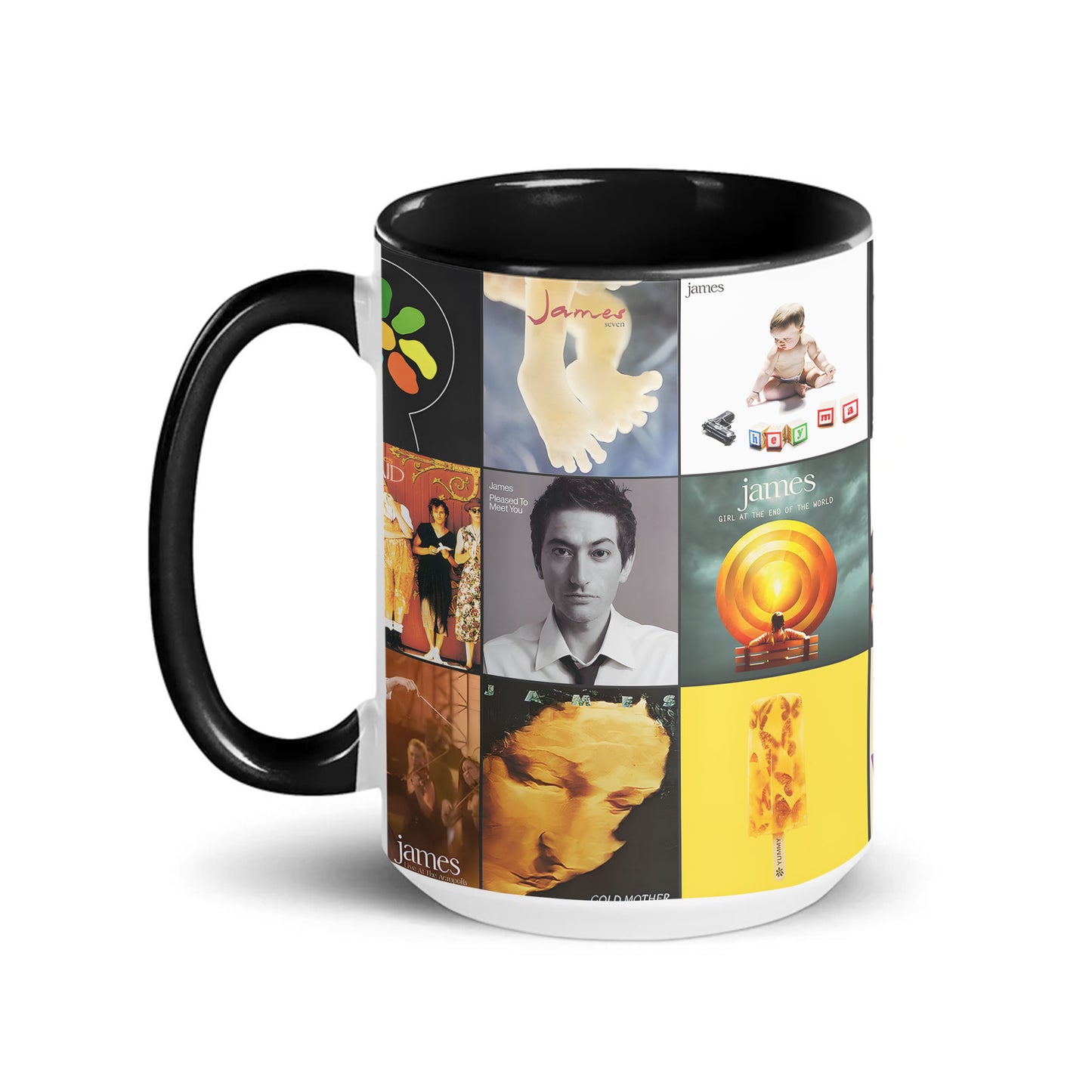 James Accent Mug – Album Cover Collage for Indie Rock Fans