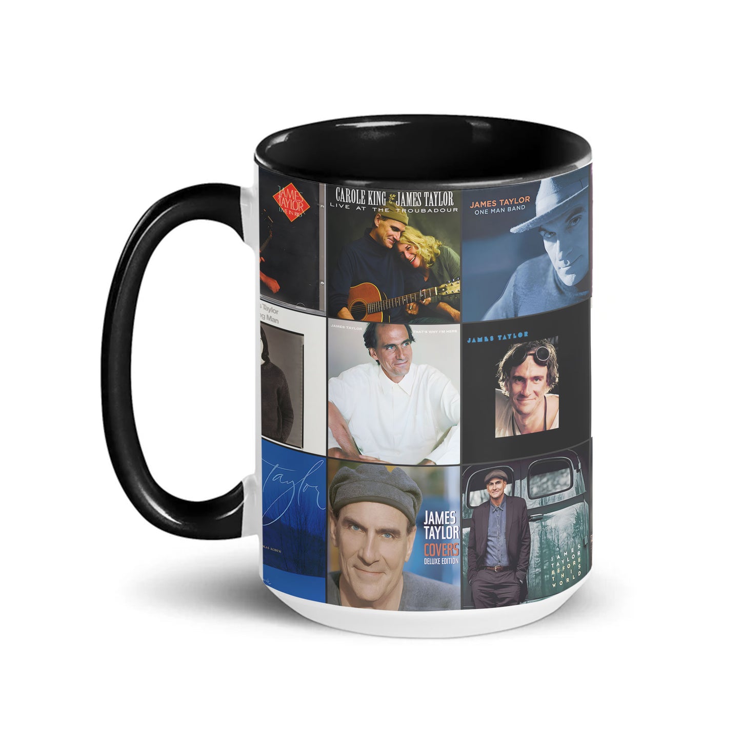 James Taylor Accent Mug – Timeless Album Cover Collage Gift