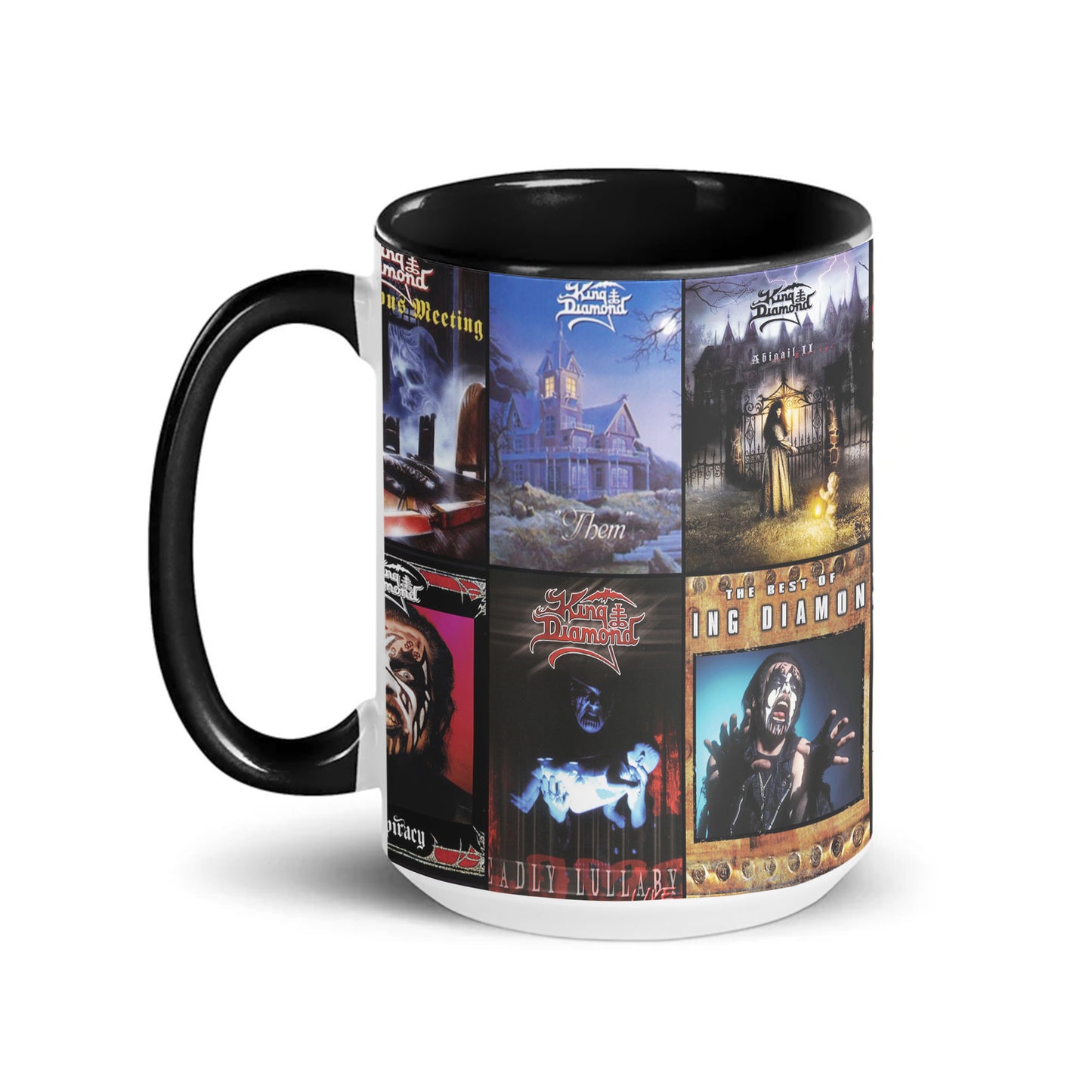 King Diamond Accent Mug – Heavy Metal Album Cover Collage Gift