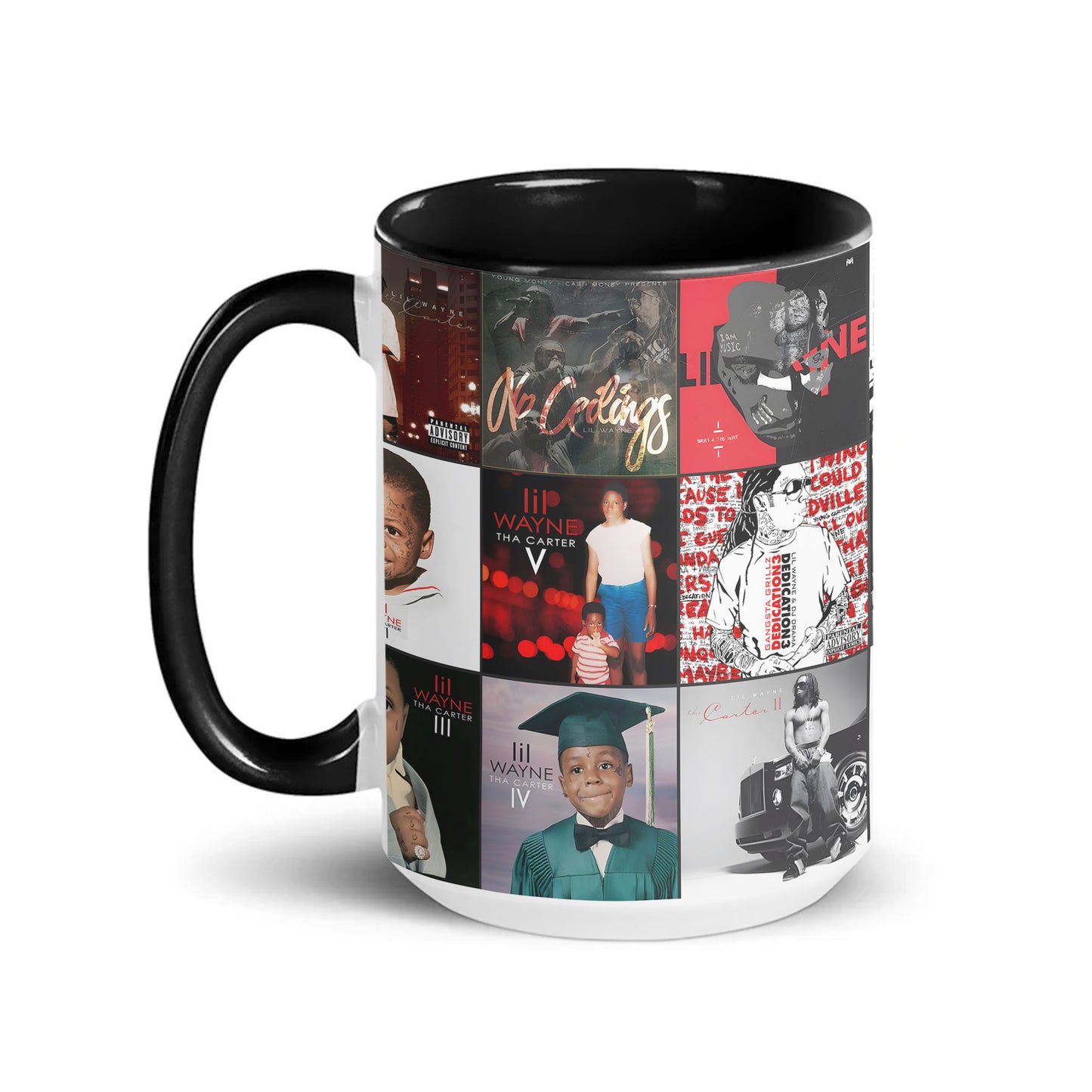 Lil Wayne Accent Mug – Album Cover Collage for Hip-Hop Fans