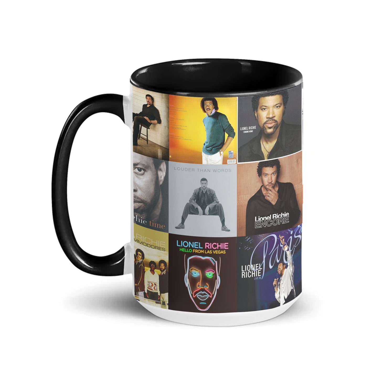 Lionel Richie Accent Mug – Soulful Classics Album Cover Collage Gift