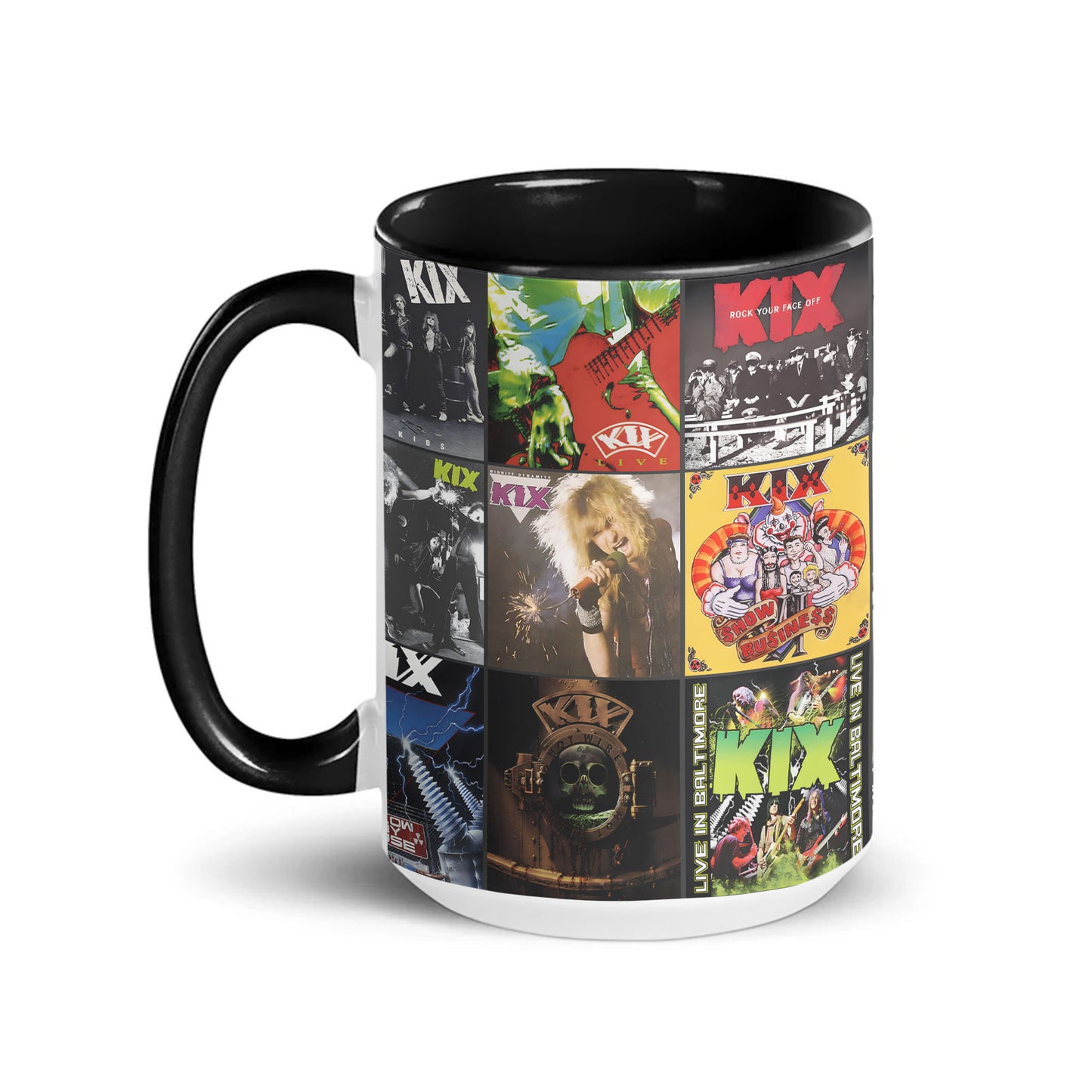 Kix Accent Mug – Hard Rock Album Cover Collage Gift