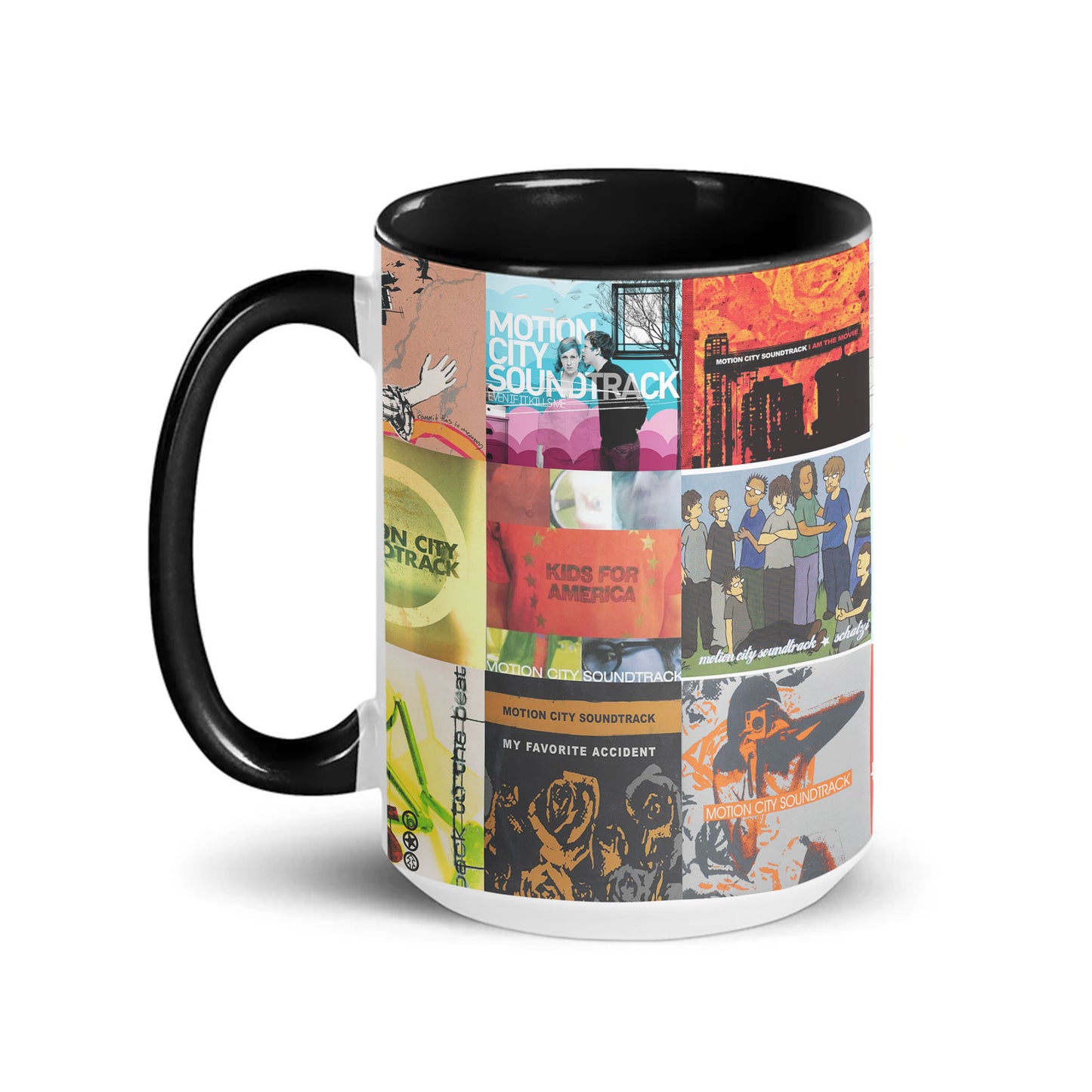 Motion City Soundtrack Accent Mug – Pop-Punk & Emo Album Collage Gift