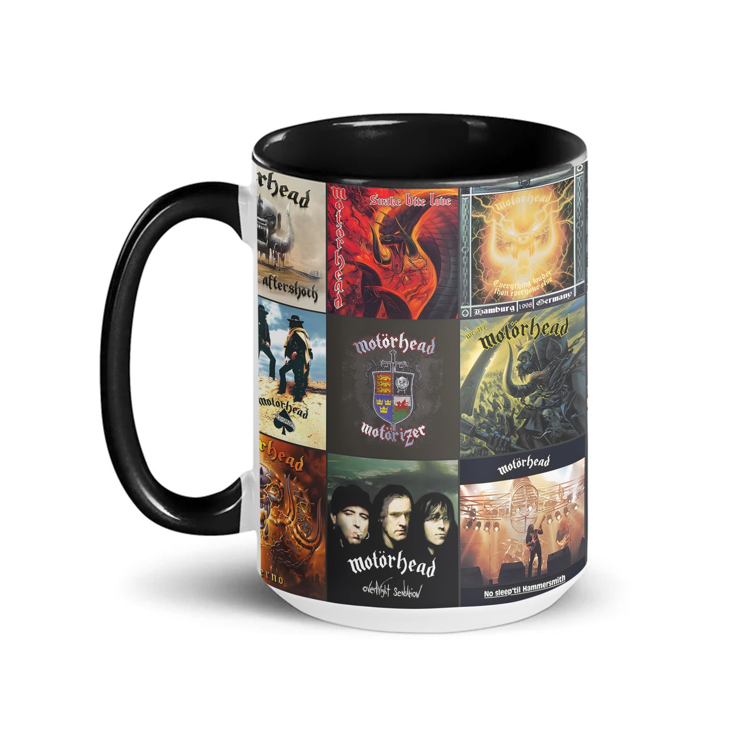 Motörhead Accent Mug – Classic Album Cover Collage Gift for Heavy Metal Fans