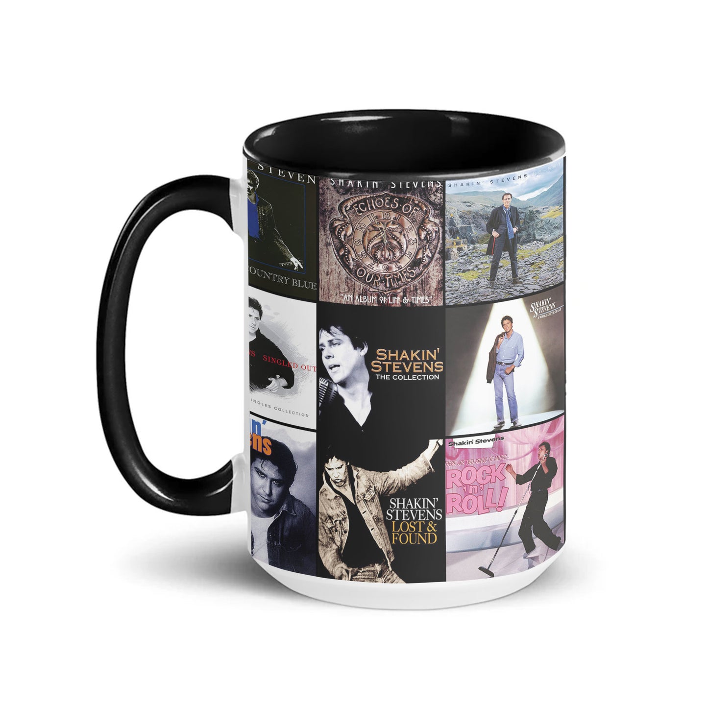 Shakin’ Stevens Accent Mug – Retro Album Collage Tribute