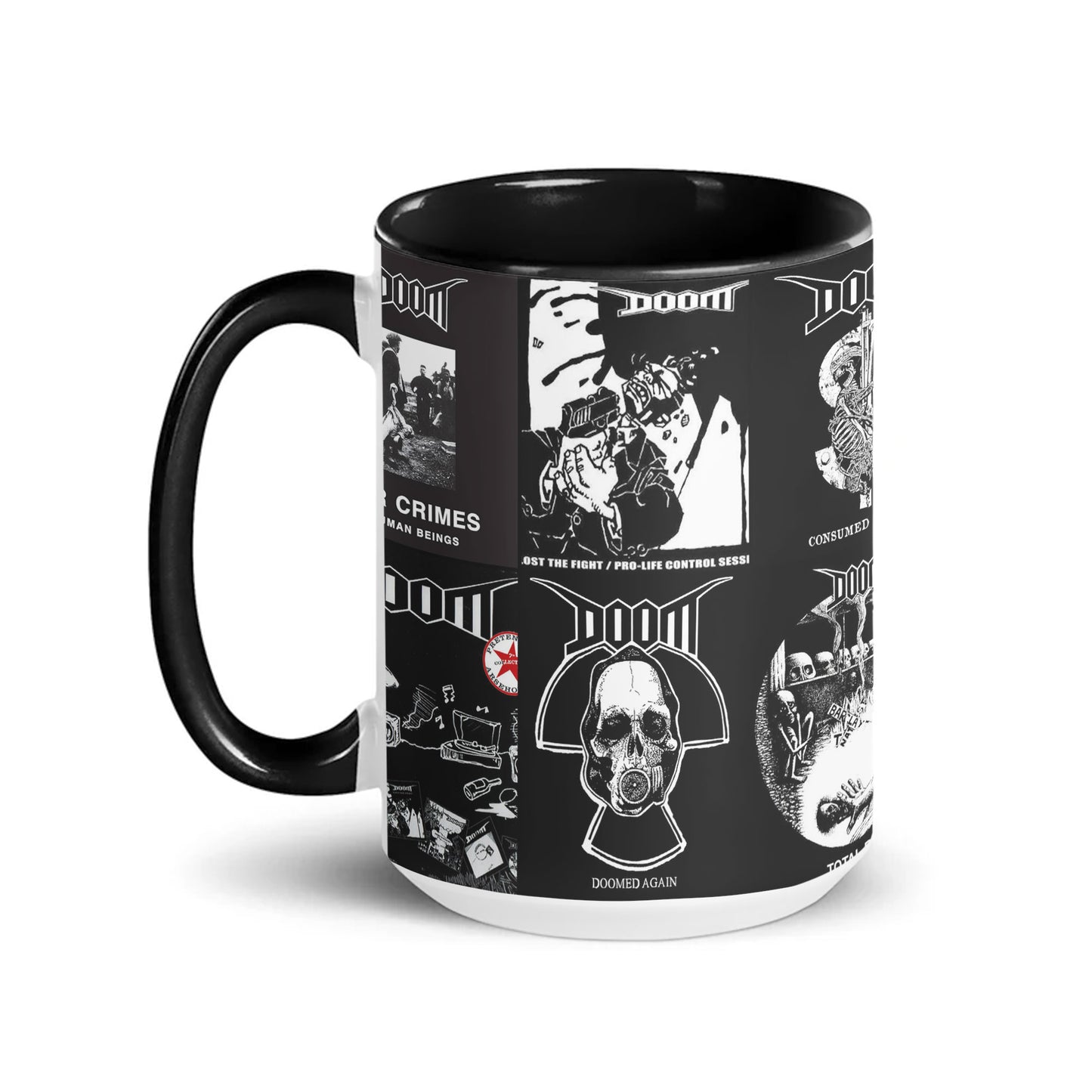Doom Accent Mug – Classic Crust Punk Album Collage Gift