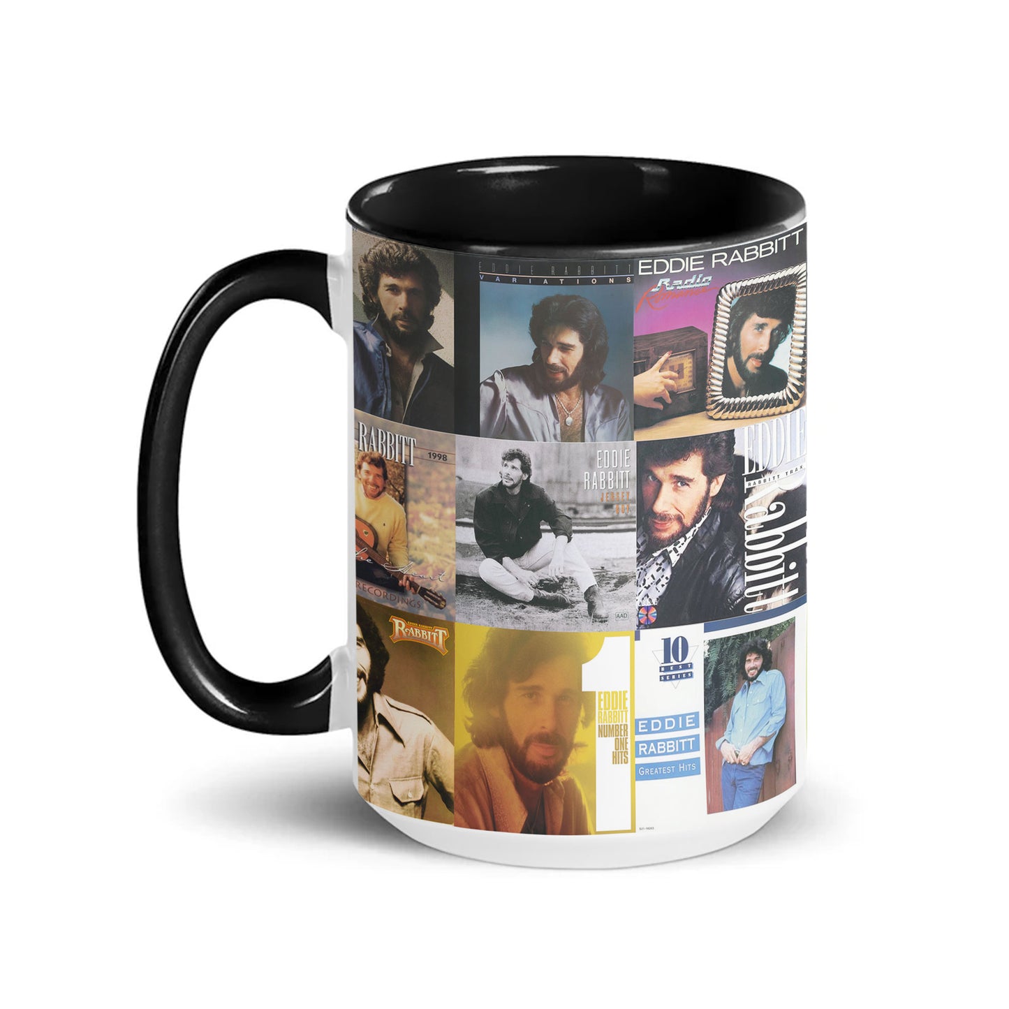 Eddie Rabbitt Accent Mug – Classic Album Cover Collage Gift