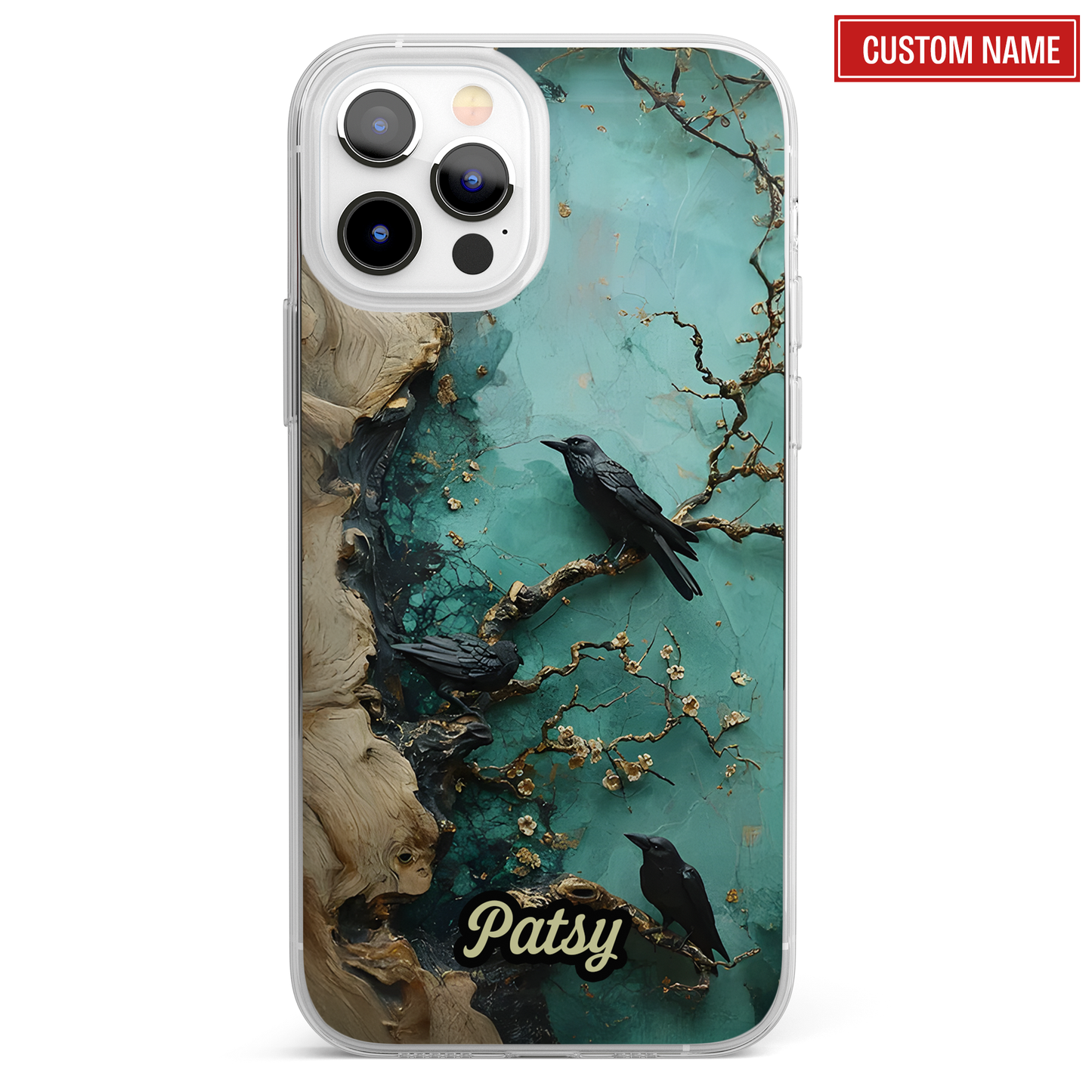 Gothic Raven & Enchanted Tree Personalized Clear Phone