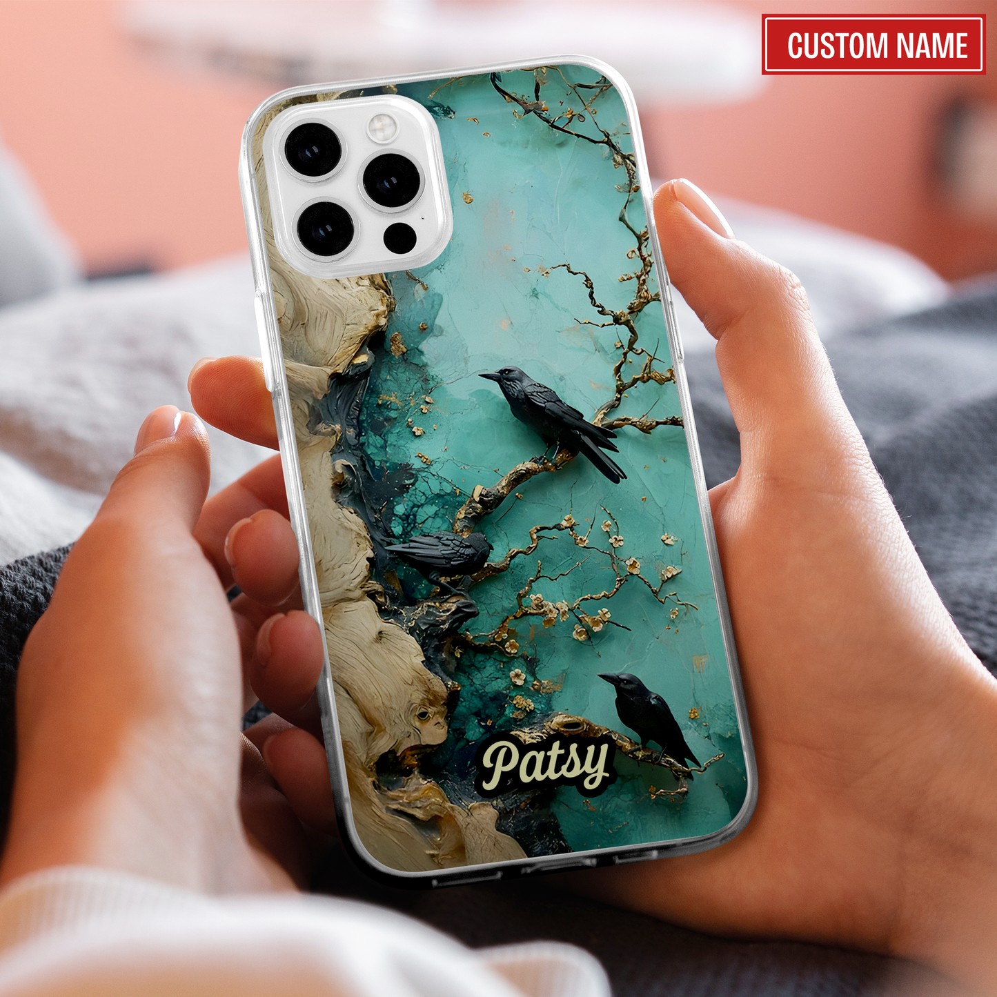 Gothic Raven & Enchanted Tree Personalized Clear Phone