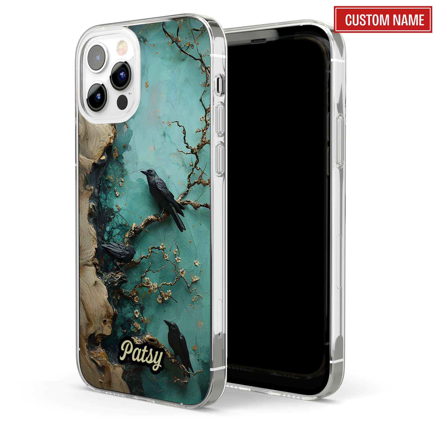 Gothic Raven & Enchanted Tree Personalized Clear Phone
