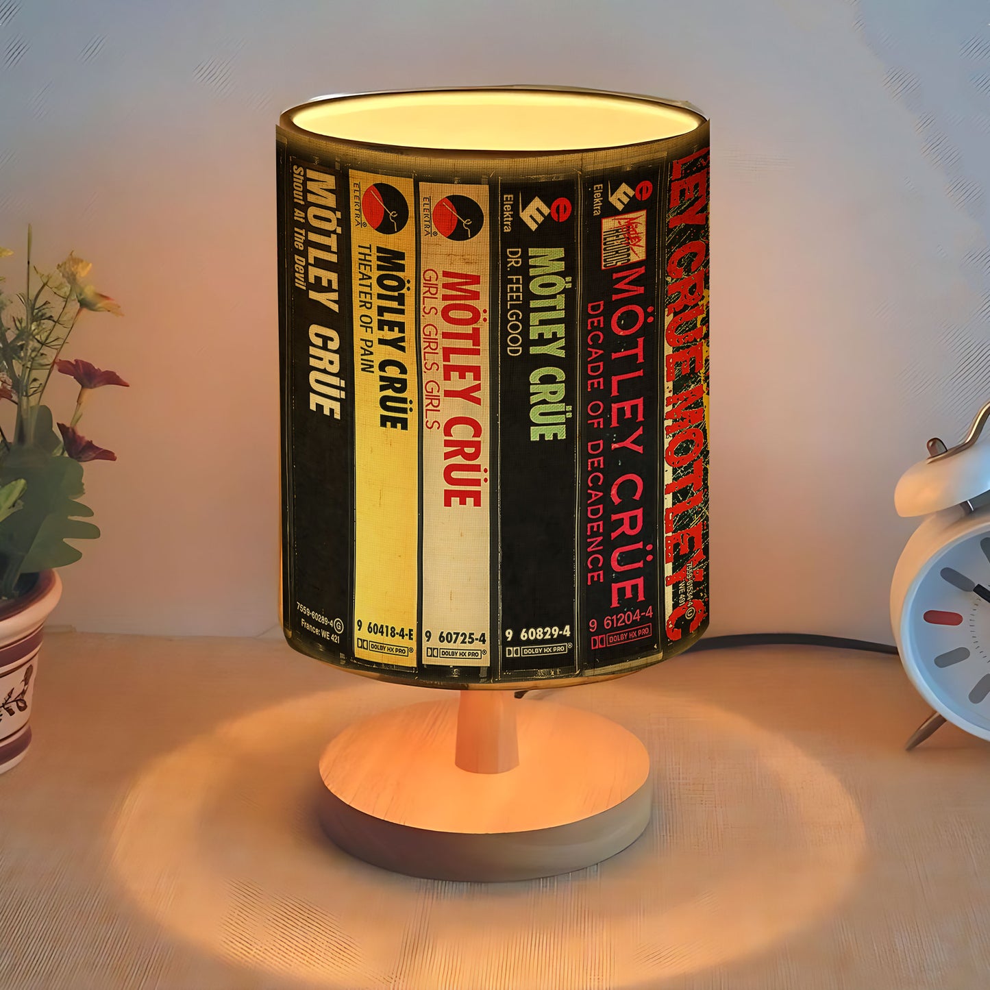 Retro Rock Music Album Spine Table Fabric Lamp – Vintage Cassette Style Desk Light
