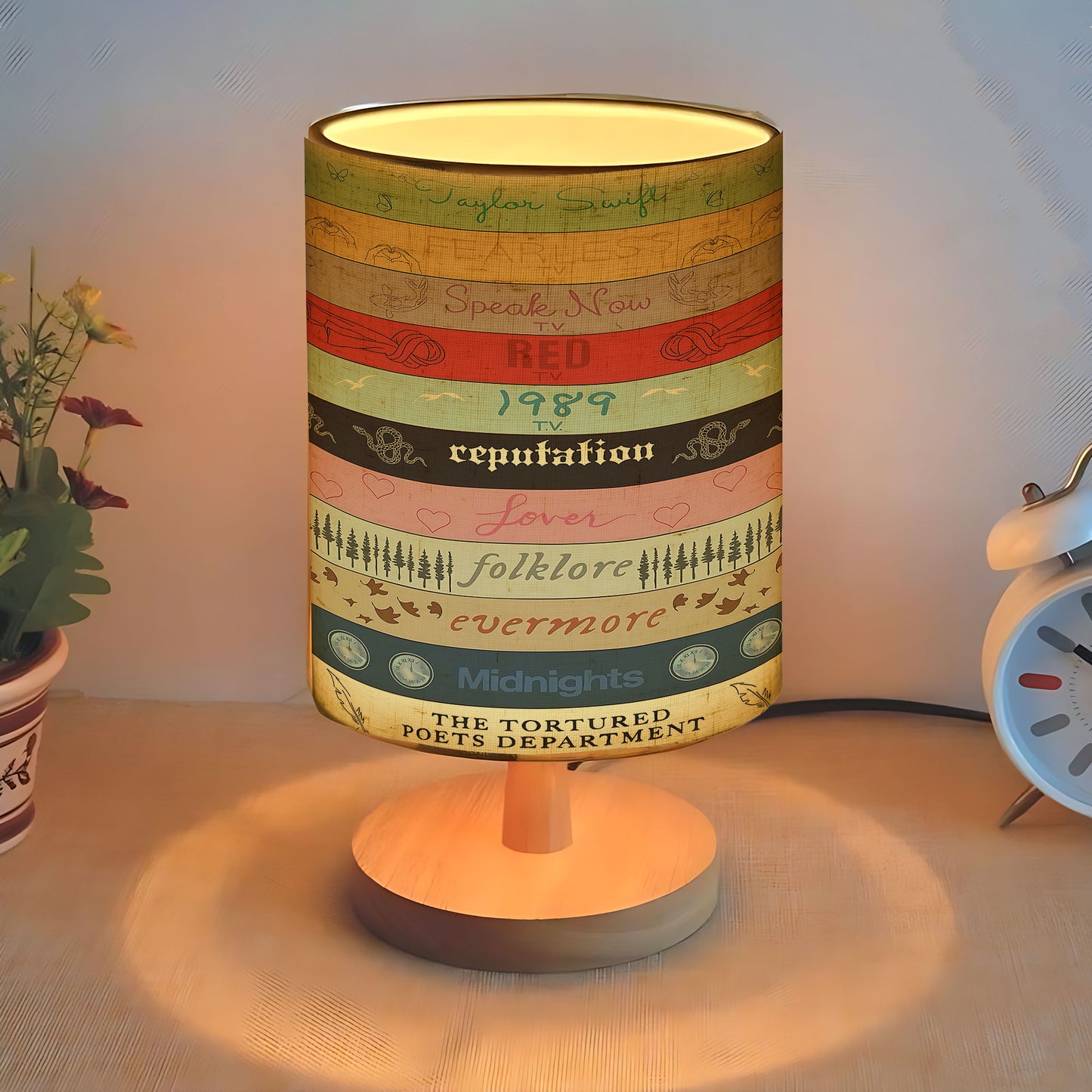 Eras Album Collection Fabric Table Lamp – Decorative Light for Swifties
