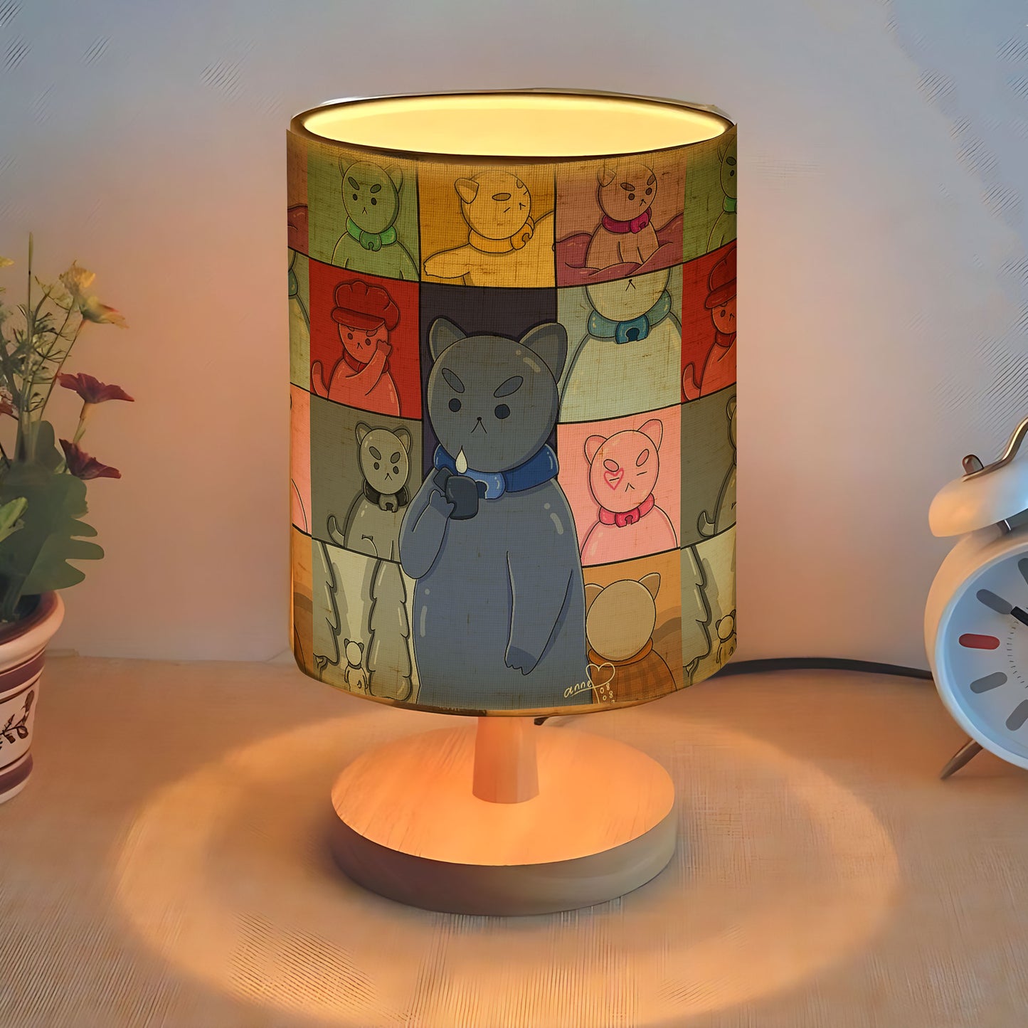Cartoon Cats Fabric Table Lamp – Playful Home Décor Light