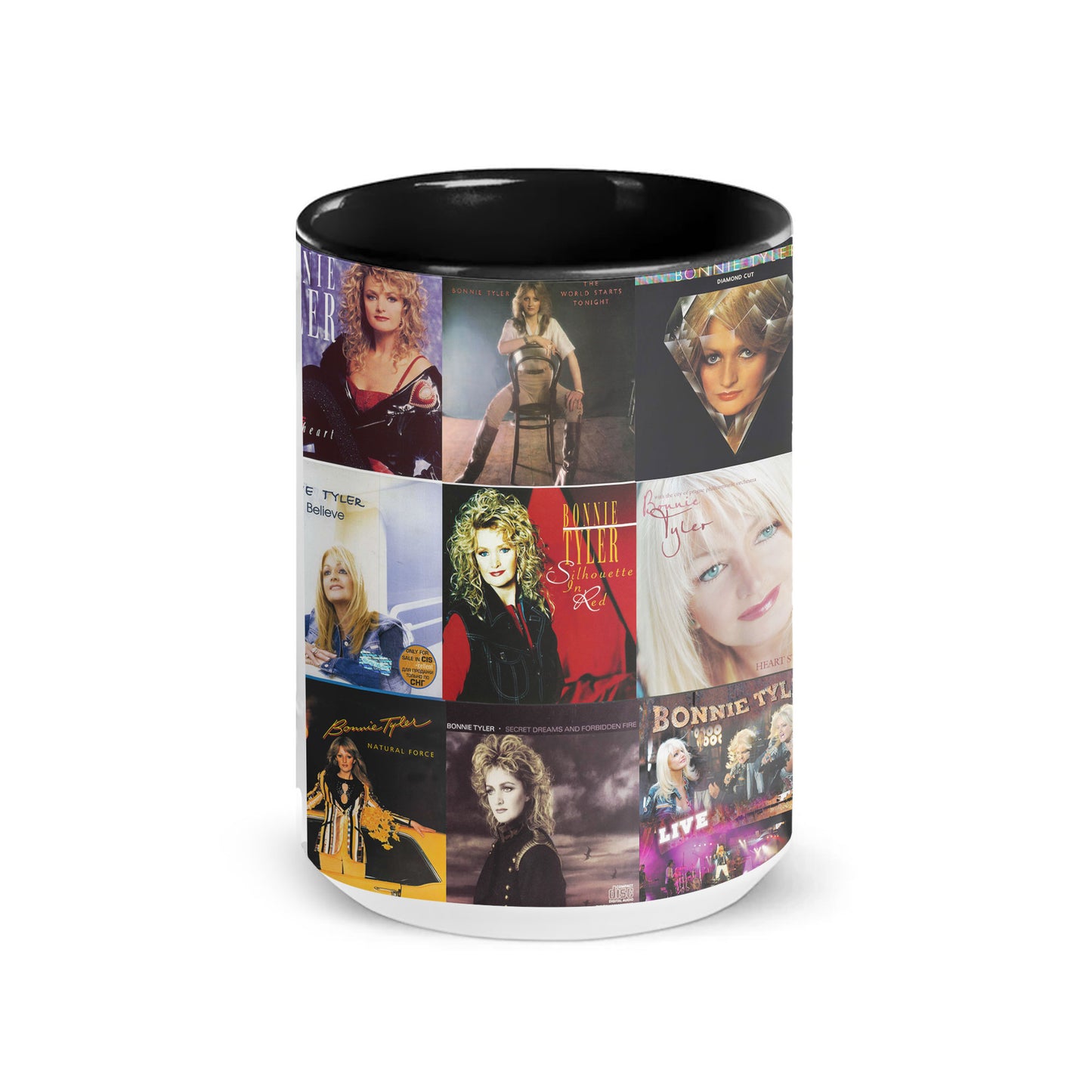 Bonnie Tyler Accent Mug – Nostalgic Album Cover Collage Gift