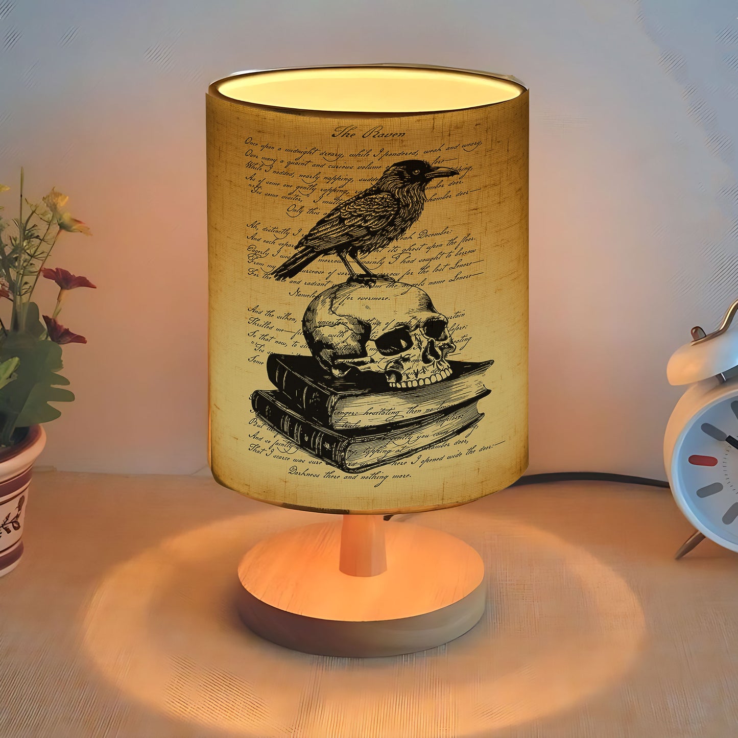 Gothic Raven Lamp – Edgar Allan Poe Inspired Literary Halloween Decor
