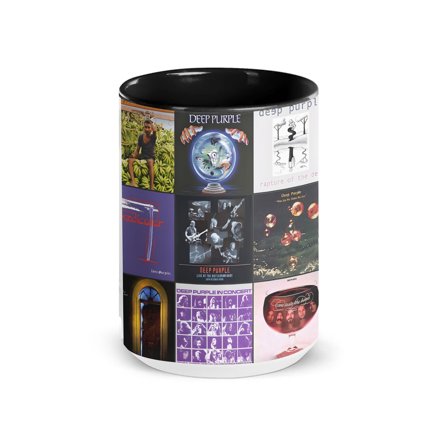 Deep Purple Accent Mug – Classic Rock Album Cover Collage Gift