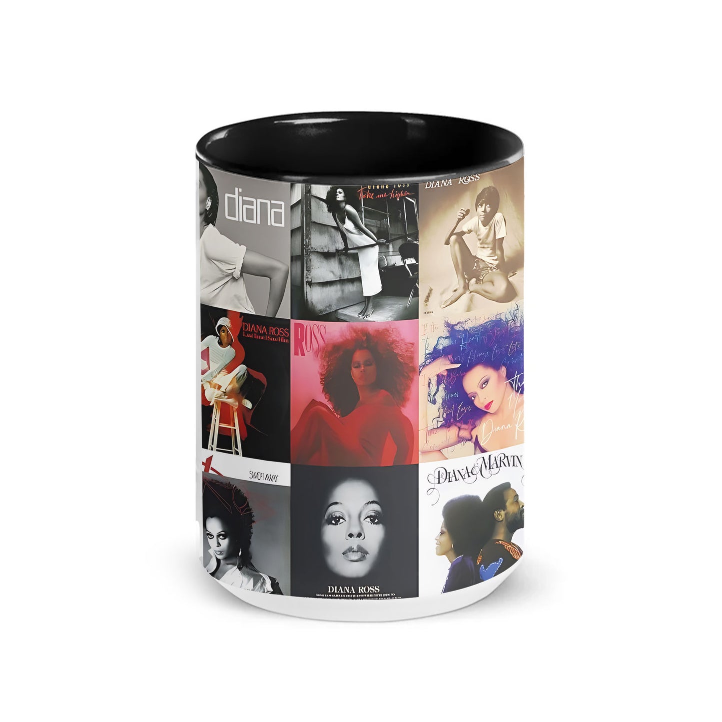 Diana Ross Accent Mug – Classic Album Cover Collage Gift for Soul & Motown Fans