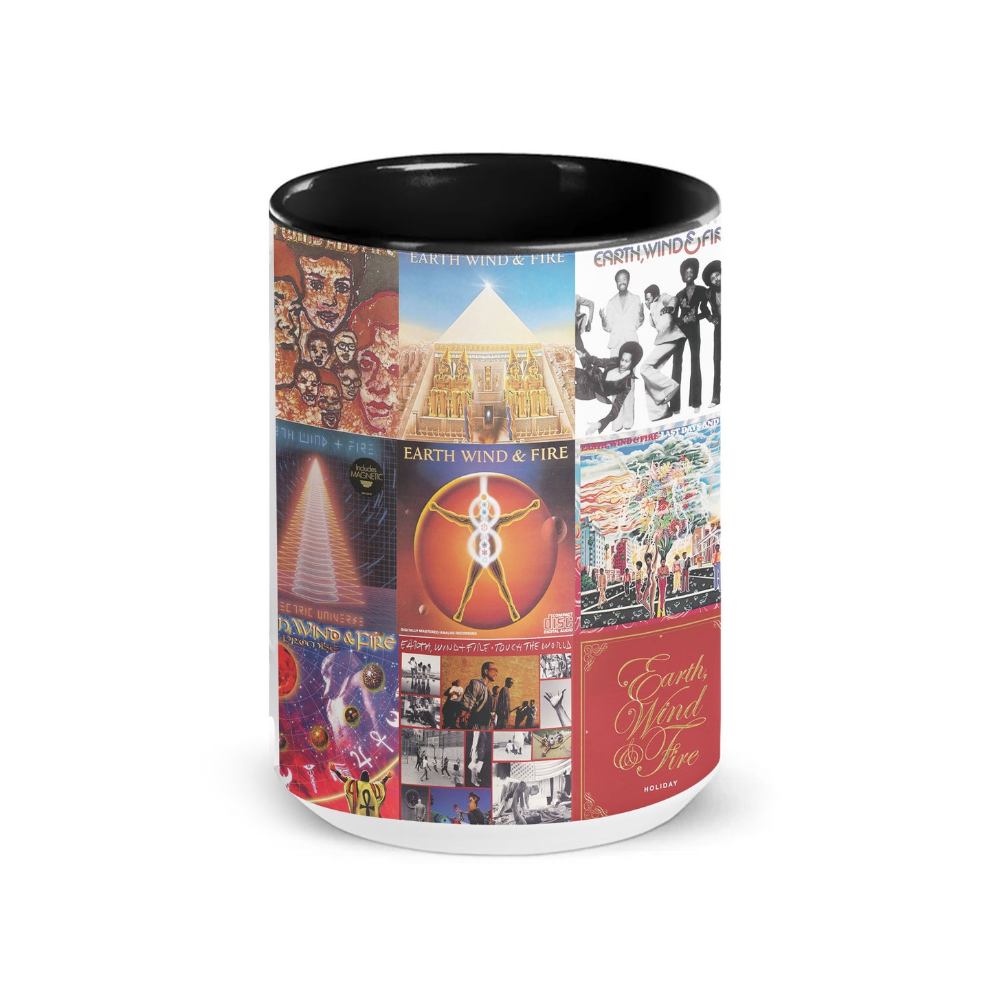 Earth, Wind & Fire Accent Mug – Iconic Album Cover Collage Gift