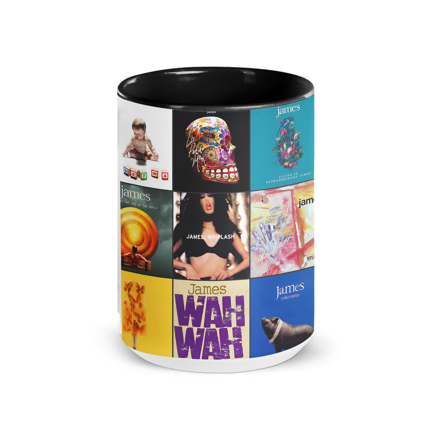 James Accent Mug – Album Cover Collage for Indie Rock Fans