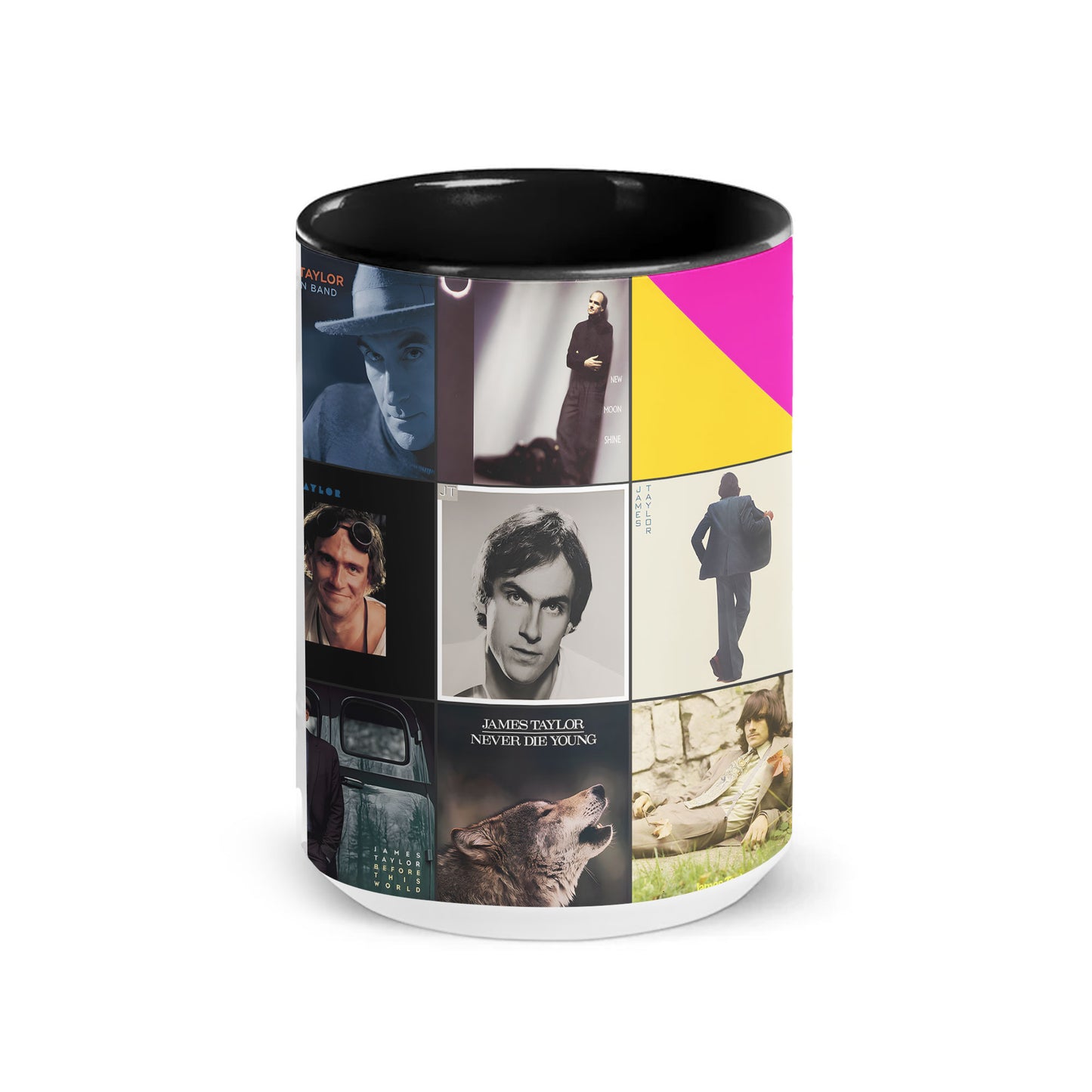 James Taylor Accent Mug – Timeless Album Cover Collage Gift