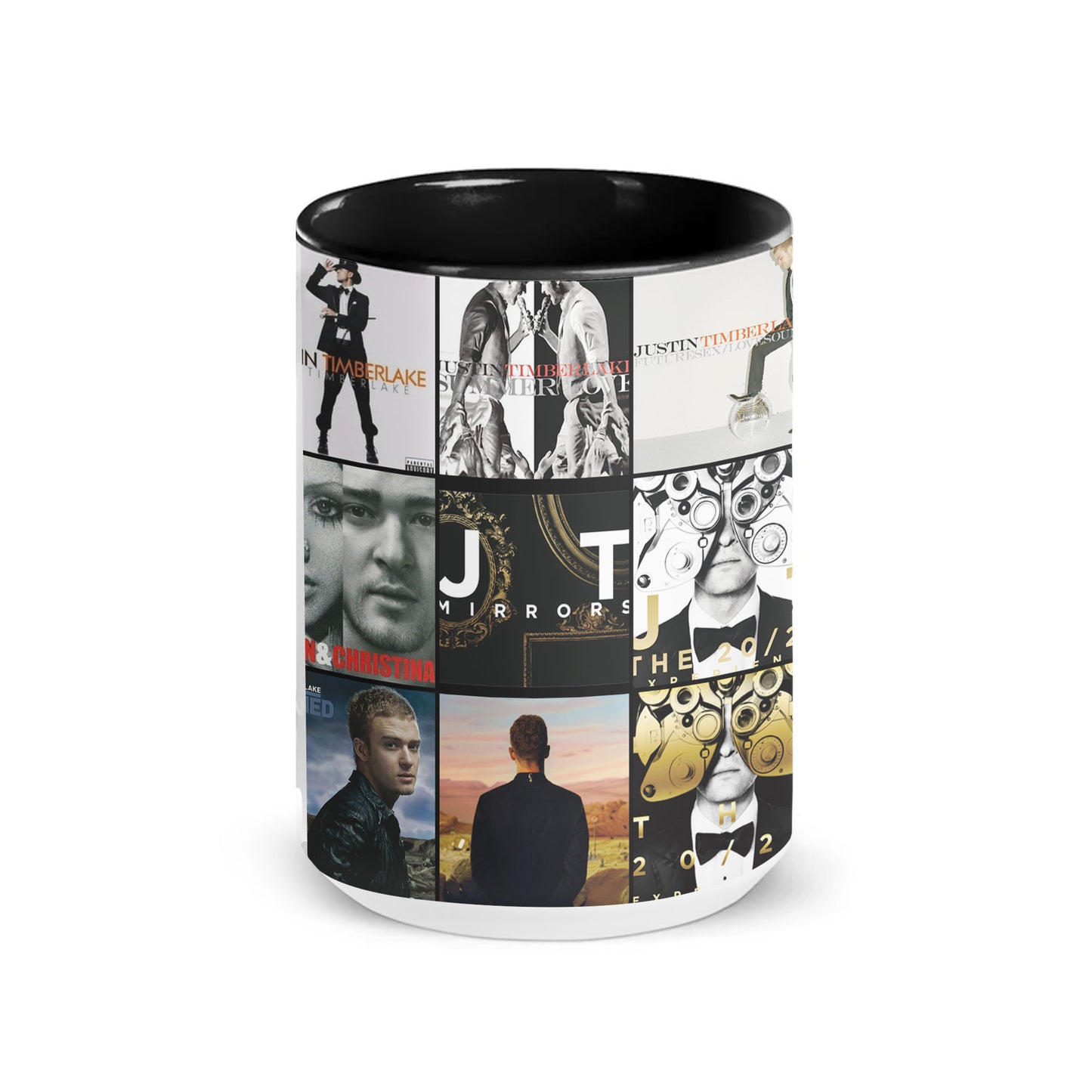 Justin Timberlake Accent Mug – Album Cover Collage Gift