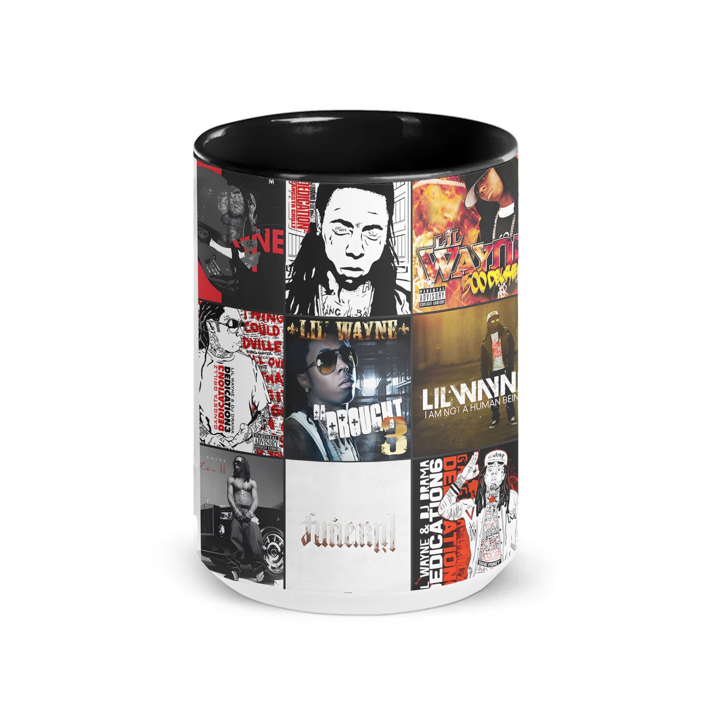 Lil Wayne Accent Mug – Album Cover Collage for Hip-Hop Fans