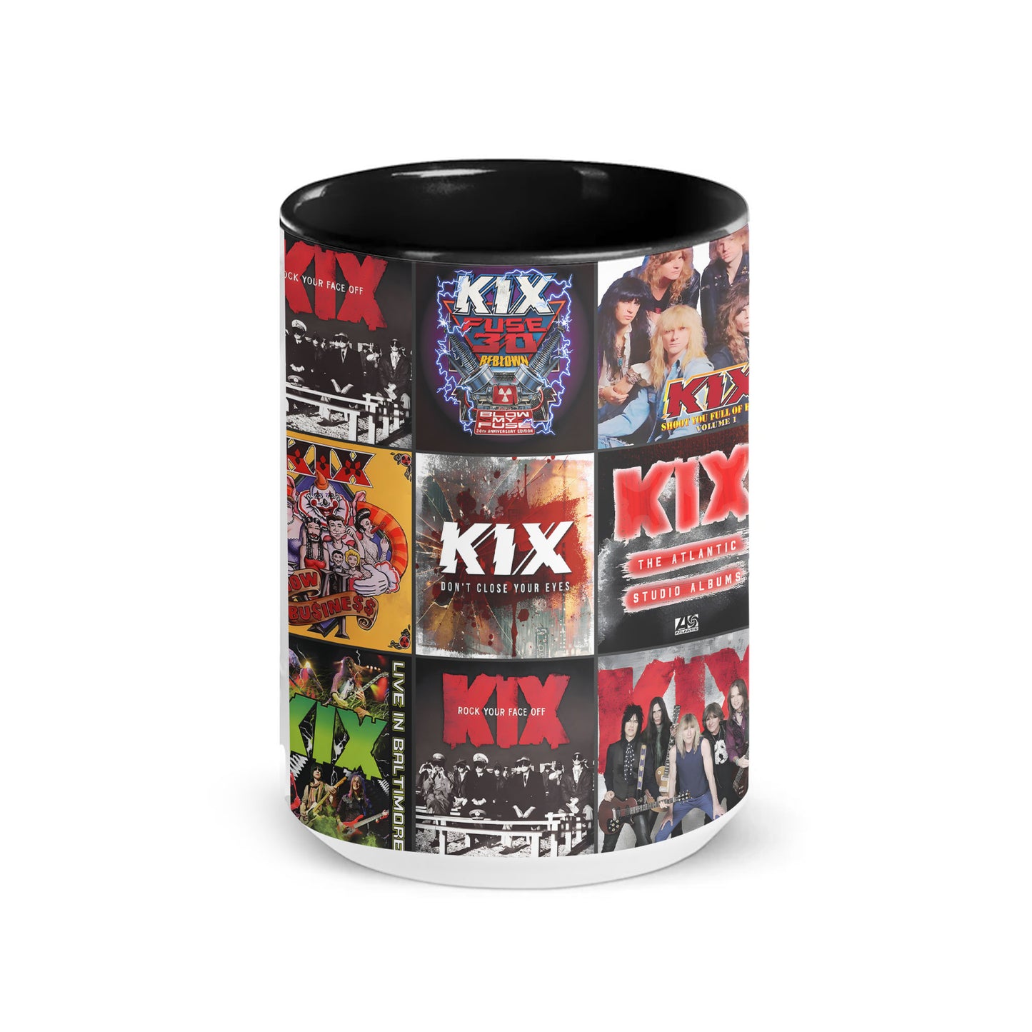 Kix Accent Mug – Hard Rock Album Cover Collage Gift