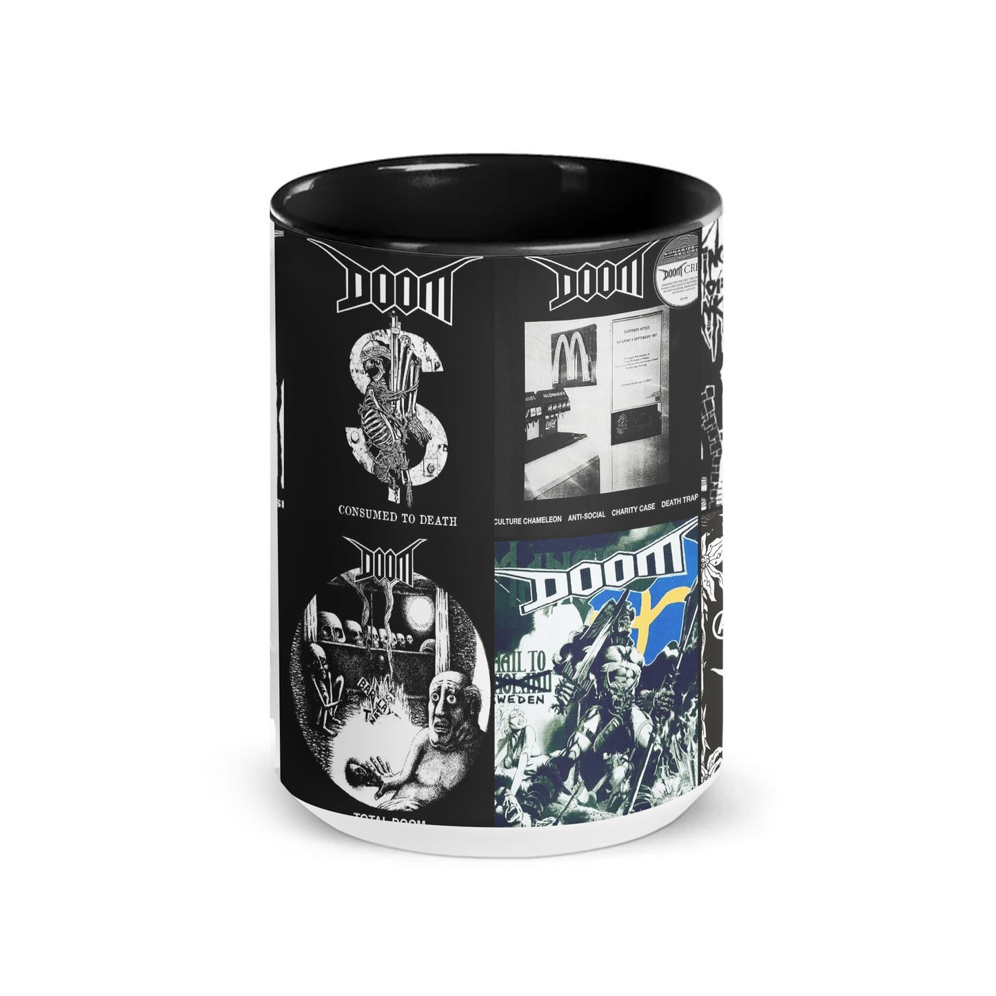Doom Accent Mug – Classic Crust Punk Album Collage Gift