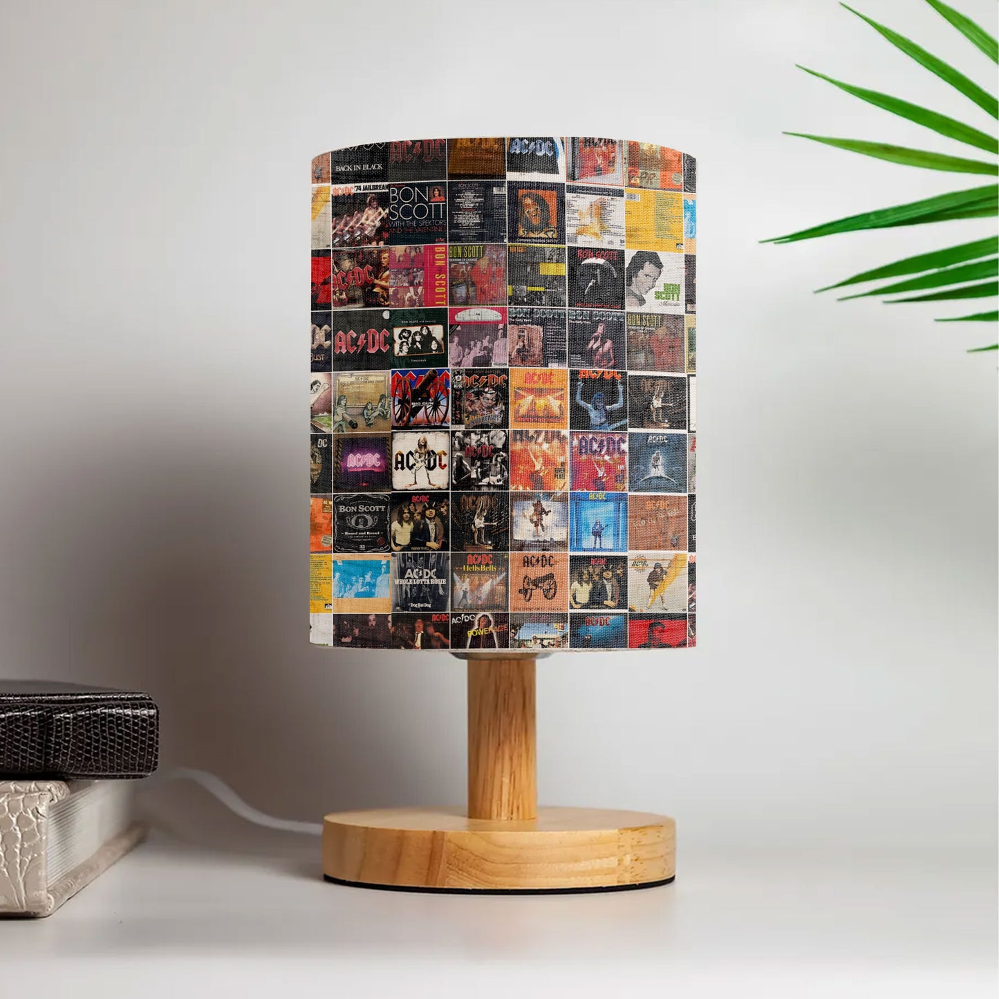 AC/DC Album Cover Collage Fabric Lamp – Rock & Roll Home Decor