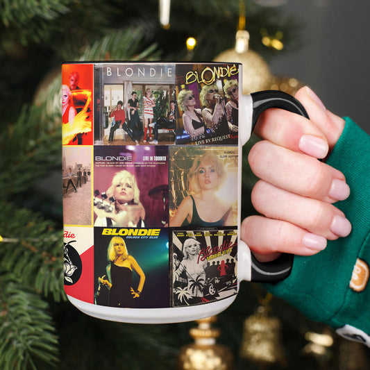 Blondie Accent Mug – Classic Album Cover Collage Gift for Retro Music Lovers
