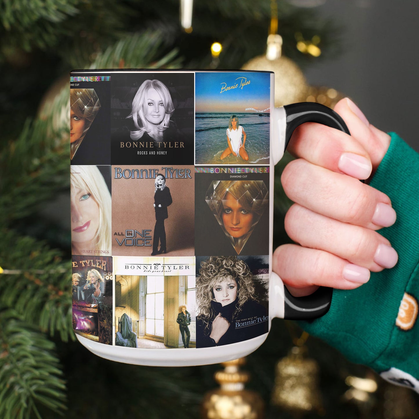 Bonnie Tyler Accent Mug – Nostalgic Album Cover Collage Gift