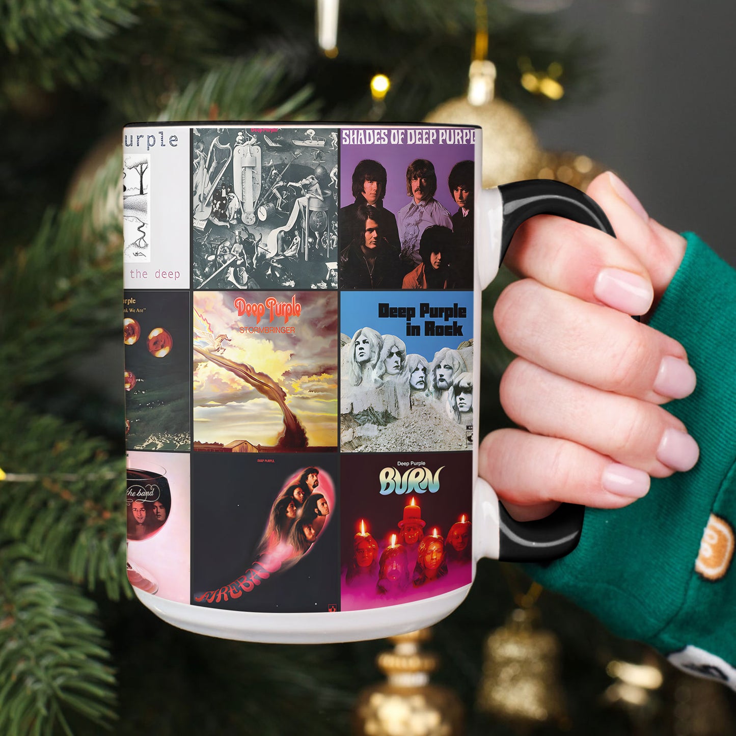 Deep Purple Accent Mug – Classic Rock Album Cover Collage Gift