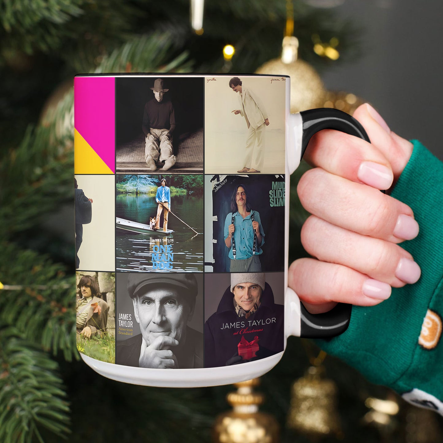 James Taylor Accent Mug – Timeless Album Cover Collage Gift