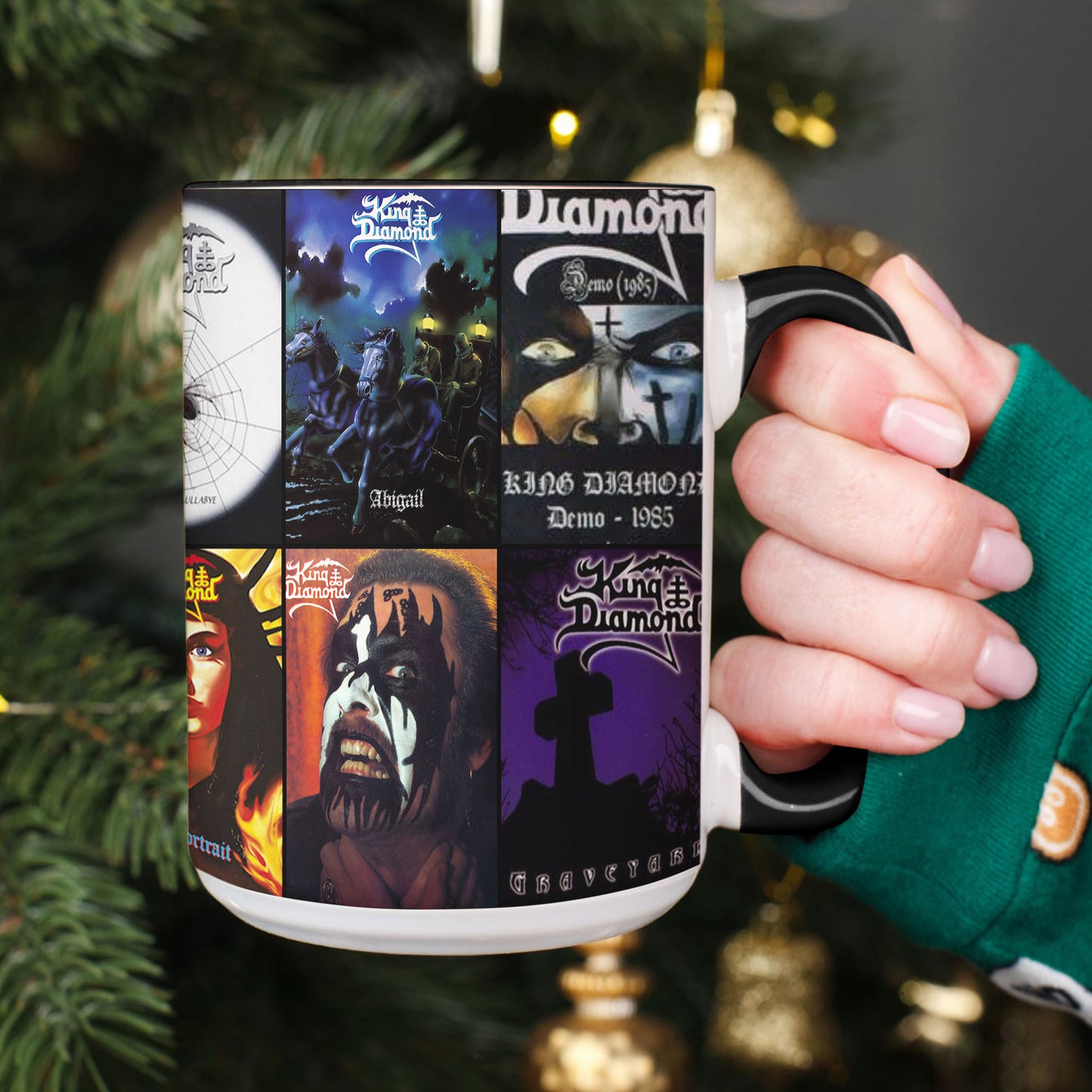 King Diamond Accent Mug – Heavy Metal Album Cover Collage Gift