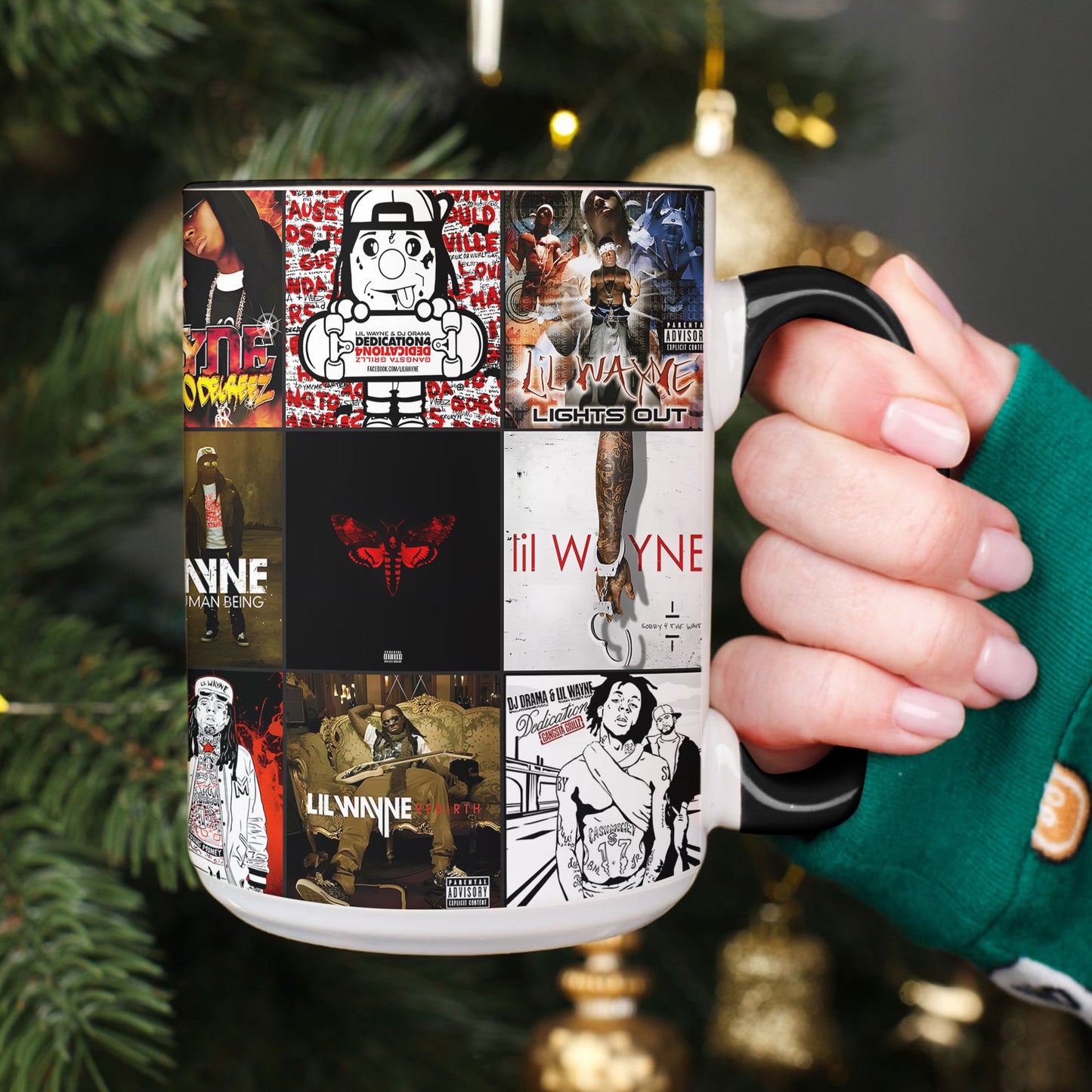 Lil Wayne Accent Mug – Album Cover Collage for Hip-Hop Fans
