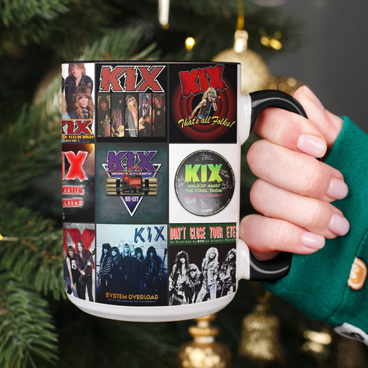 Kix Accent Mug – Hard Rock Album Cover Collage Gift
