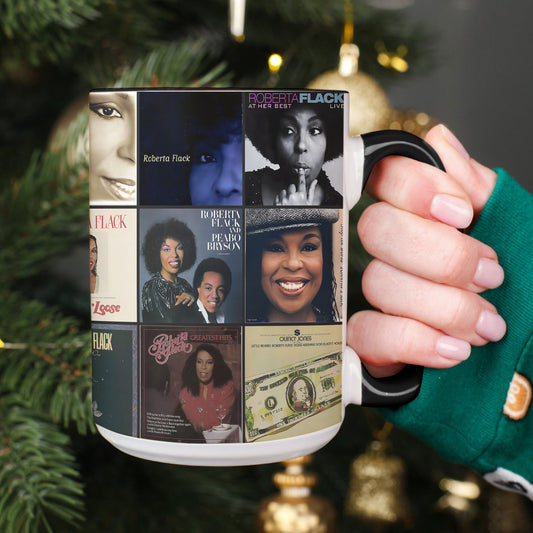 Roberta Flack Accent Mug – Soulful Classics Album Collage Gift