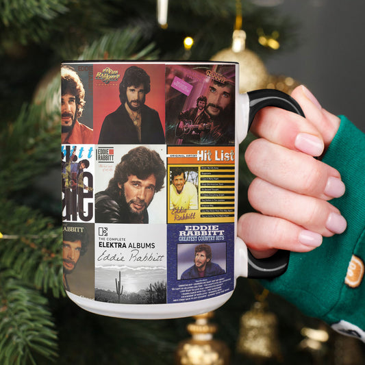 Eddie Rabbitt Accent Mug – Classic Album Cover Collage Gift