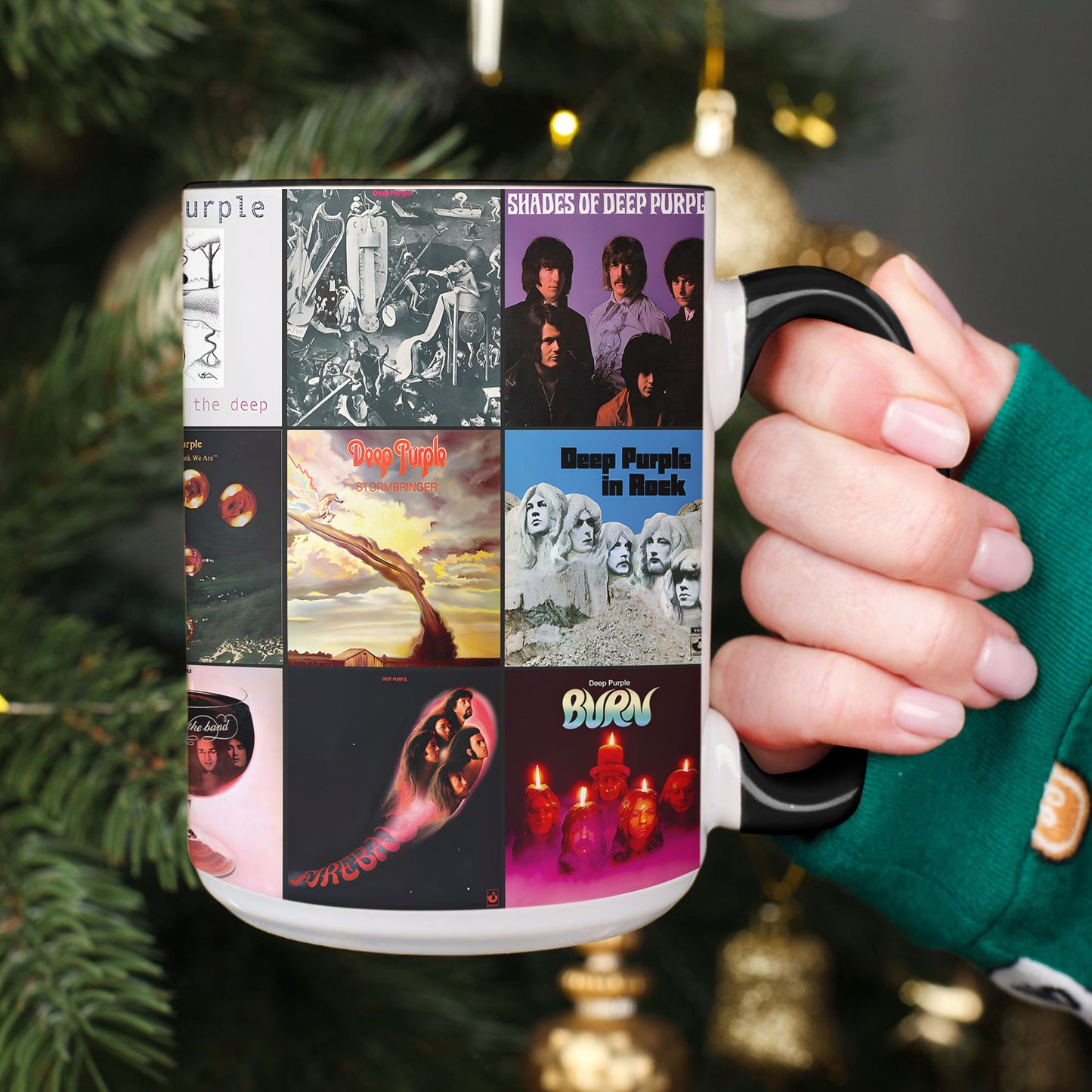Deep Purple Accent Mug – Classic Album Cover Collage Gift for Rock Music Fans