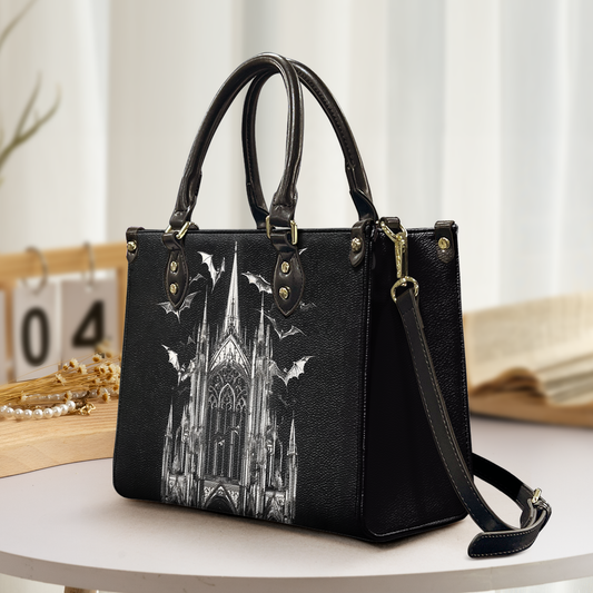 Gothic Cathedral & Bats Leather Handbag & Wallet Set