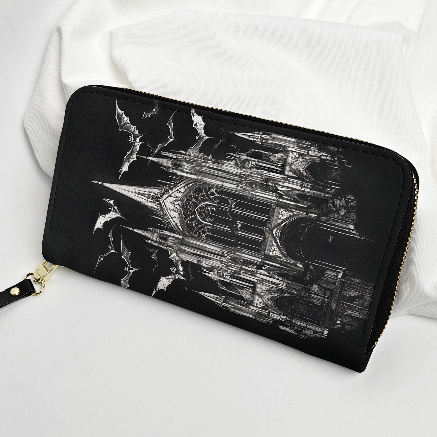 Gothic Cathedral & Bats Leather Handbag & Wallet Set