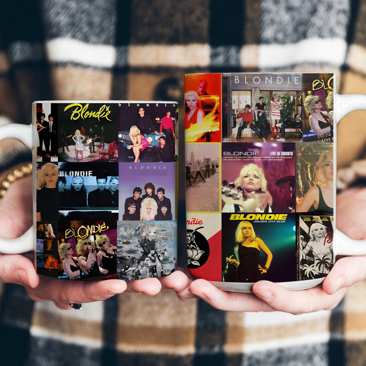 Blondie Accent Mug – Classic Album Cover Collage Gift for Retro Music Lovers