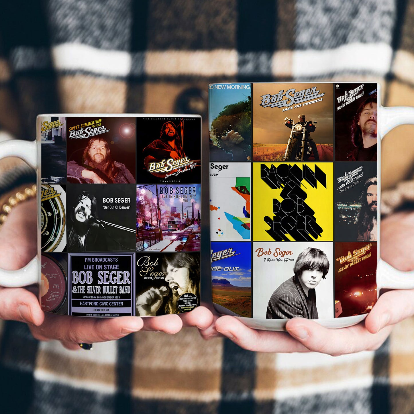 Bob Seger Accent Mug – Classic Album Cover Collage Gift