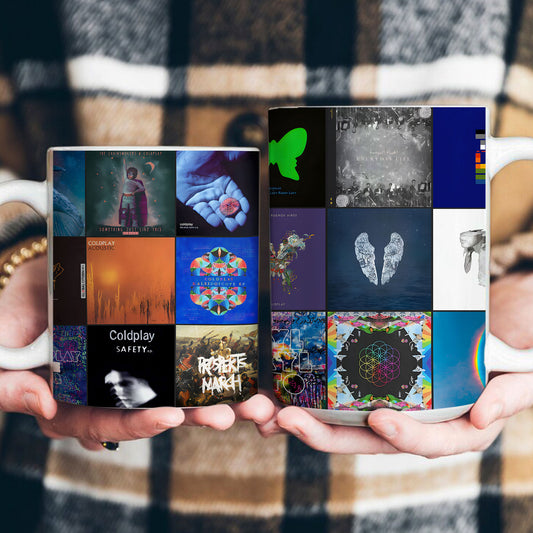Coldplay Accent Mug – Classic Album Cover Collage Gift