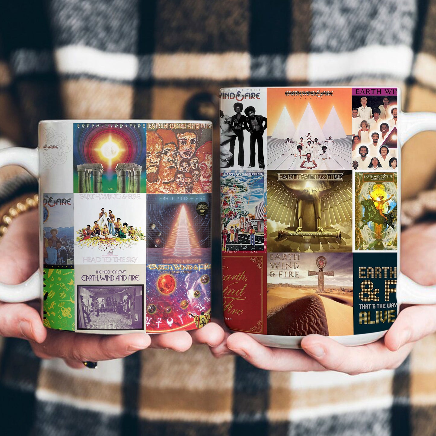 Earth, Wind & Fire Accent Mug – Iconic Album Cover Collage Gift