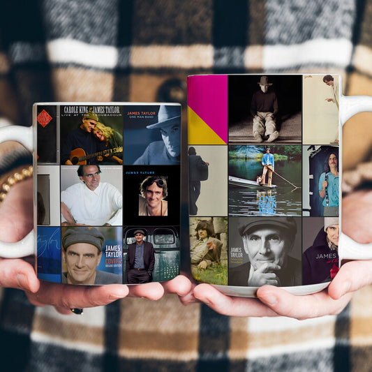 James Taylor Accent Mug – Timeless Album Cover Collage Gift