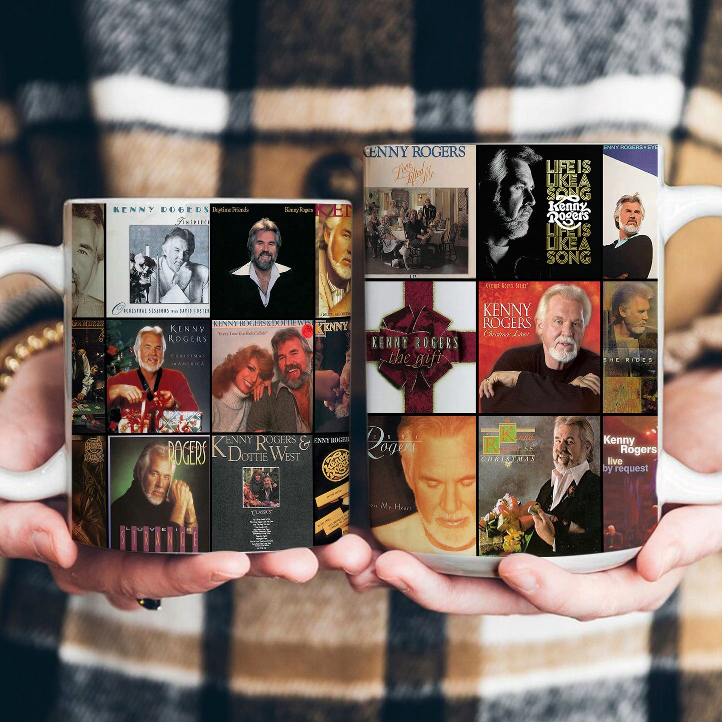 Kenny Rogers Accent Mug – Country Legend Album Collage Gift