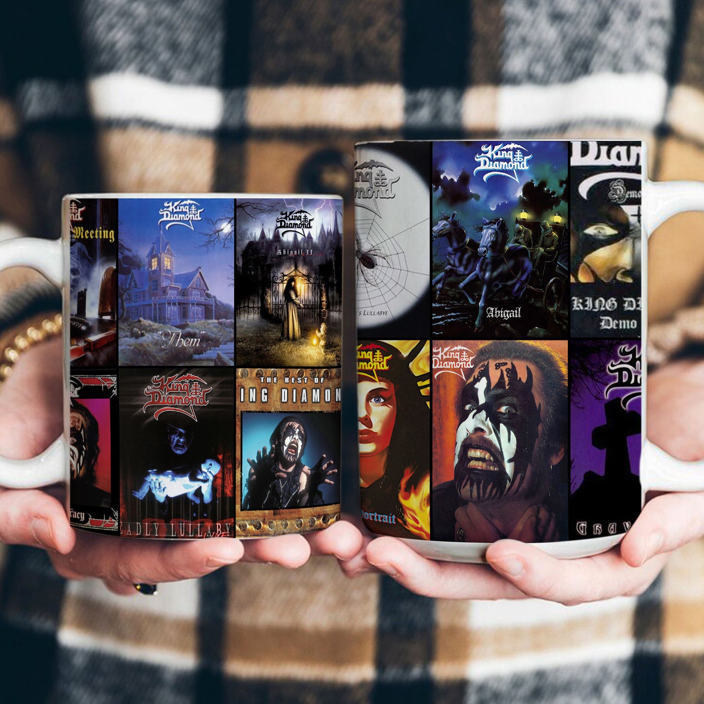 King Diamond Accent Mug – Heavy Metal Album Cover Collage Gift