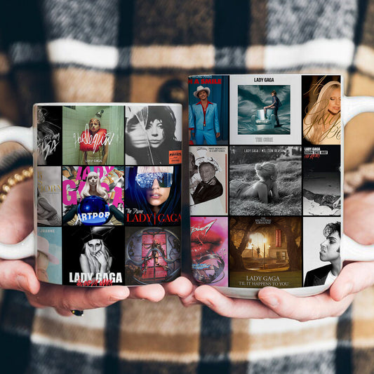 Lady Gaga Accent Mug – Iconic Album Cover Collage Gift