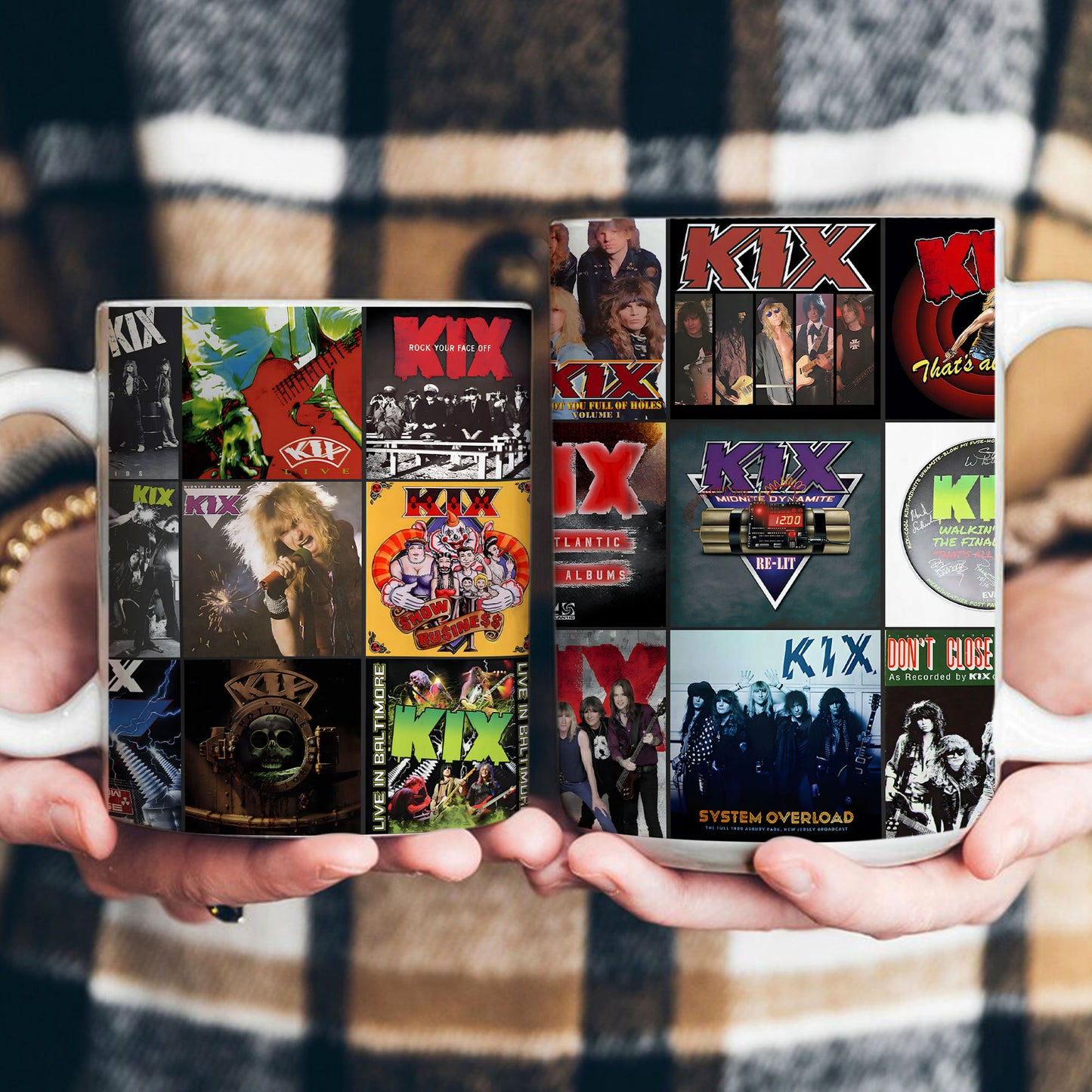 Kix Accent Mug – Hard Rock Album Cover Collage Gift